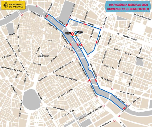 Recorrido de la 10K Valencia y calles cortadas así afecta al tráfico Las Provincias